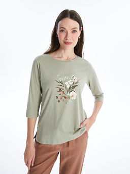 Bisiklet Yaka ?i?ekli Kad?n Bluz