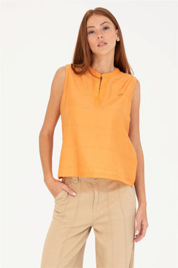 U. S. Polo Assn Женская оранжевая футболка без рукавов с v-образным вырезом - U.s. polo assn фото 3