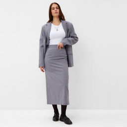 Юбка миди женская MIST: Classic Collection, размер 46 (L), серая