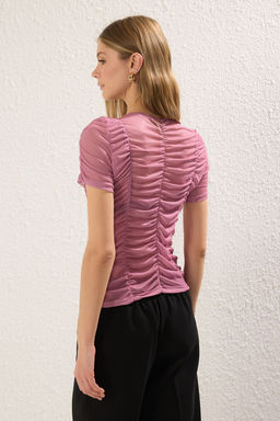 Pudra Buzgu/Drape Detayl? Fitted/Vucuda Oturan Orme Bluz TWOSS25BZ00213 - Trendyolmilla фото 4