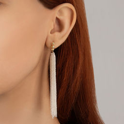 Серьги металл Цепи сборка, цвет серебряно-золотой, 8 см