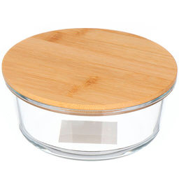 Контейнер пищевой жаропрочное стекло, 0.62 л, 15х15х7 см, круг., с бамбуковой кр., Y4-6575 (433960) /DANIKS/  фото 2