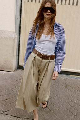 PANTAL?N CULOTTE CINTUR?N / Camel medio - Zara фото 3