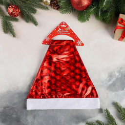 Цена за 6 шт. Колпак новогодний Голография 29х38 см, красный - Зимнее волшебство фото 2