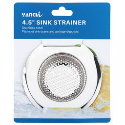 Пробка-сетка для раковины из нержавеющей стали "Горошек" д11,5см; h2,6см, на картоне (внутренний д6,5см) (Китай)