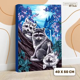 Картина по номерам на холсте с подрамником Еноты под луной 40 50 см - Школа талантов фото 2