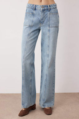 Mavi Dikis ve Cep Detayl? Dusuk Bel Wide Leg Jeans TWOAW26JE00206 - Trendyolmilla фото 3