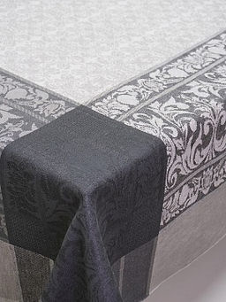 Крой скатерти жаккард Цветочная арабеска цв.серый, 1.90м*2.55м, лен-51%, хлопок-49%