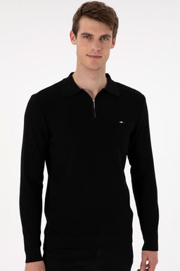 Erkek Regular Fit Yar_m Fermuarl_ Siyah Basic Kazak - U.s. polo assn фото 3
