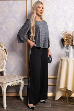 Брюки палаццо Полианна (черные/серебро) Б14828-8М