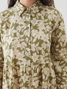 G?mlek Yaka ?i?ekli Elbise