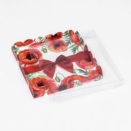 Цена за 5 шт. Коробка для печенья, Красный бант 21?21?3 см