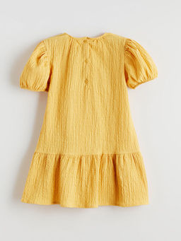 Bisiklet Yaka ?i?ekli K?z ?ocuk Elbise