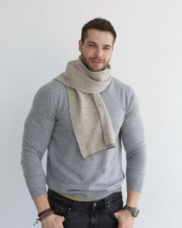 Шарф из шерсти в полоску серый