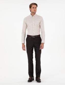 Kahverengi Slim Fit _izgili Kuma_ Pantolon