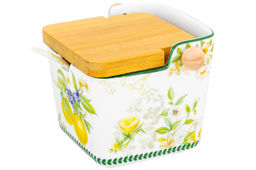 Банка для сыпучих продуктов 300 мл 12*9,5*9 см Лимоны с откидной бамбук.крышкой NEW BONE CHINA - Elan gallery фото 13