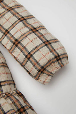 Платье в клетку с длинными рукавами для маленьких девочек - Defacto фото 3