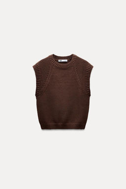 PLAIN KNIT WAISTCOAT - Zara фото 3