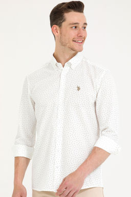 U. S. Polo Assn / Мужская бежевая рубашка с длинным рукавом