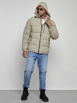 Куртка спортивная мужская зимняя с капюшоном светло-зеленого цвета 8362ZS - Wonderrman фото 6