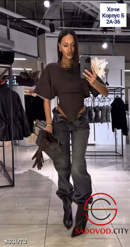 Футболка с корсетом однотонная - Bruno фото 6