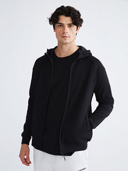 Kap??onlu Uzun Kollu Erkek Fermuarl? Sweatshirt