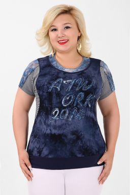 Футболка летняя женская синего цвета с коротким рукавом