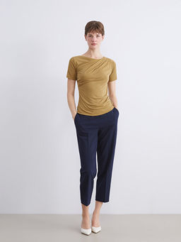 Bisiklet Yaka B?zg?l? Modal Kar???ml? Bluz