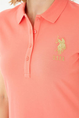 Женское трикотажное платье цвета лосося - U.s. polo assn фото 6