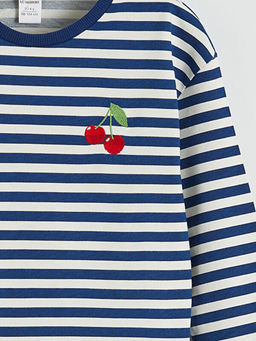 Bisiklet Yaka Kiraz Nak??l? K?z ?ocuk Ti??rt