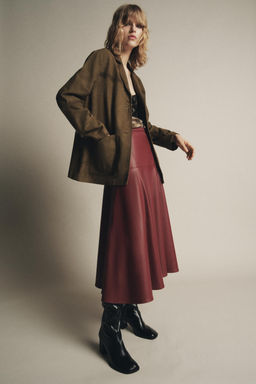 ZW COLLECTION LEATHER EFFECT MIDI SKIRT - Zara фото 4