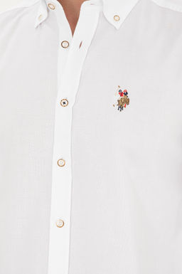 Мужская белая базовая рубашка с длинным рукавом - U.s. polo assn фото 7