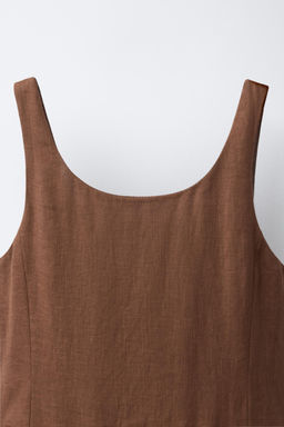 VESTIDO COLOR BLOCK 100% LINO / Marr?n - Zara фото 5