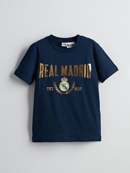 Bisiklet Yaka Real Madrid Bask?l? Erkek ?ocuk Ti??rt