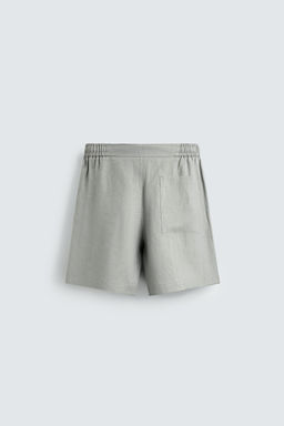 BERMUDA RELAXED FIT 100% LINO / Gris claro