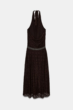 HALTERNECK LACE DRESS WITH SPARKLES - Zara фото 7