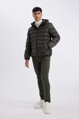 Облегающее водоотталкивающее пальто с капюшоном - Defacto фото 2