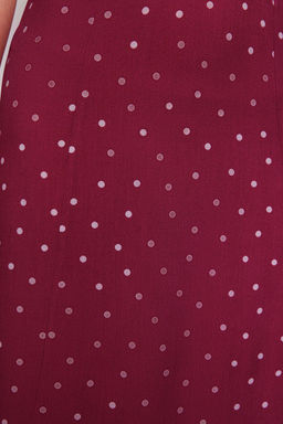 Murdum Y?rtmacl? Midi Viskon Dokuma Puantiyeli Bluz-Etek Tak?m TWOSS20AU0097