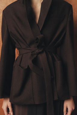 BLAZER 100% LANA CINTUR?N ZW COLLECTION LIMITED EDITION / Khaki - Zara фото 4