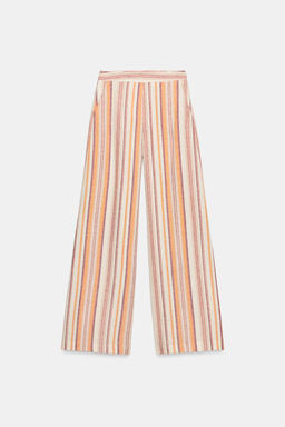 PANTAL?N ANCHO RAYAS CON LINO / Multicolor - Zara фото 6