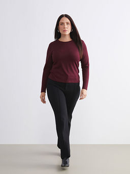 B?y?k Beden Dar Fit ?spanyol Pa?a Kad?n Pantolon