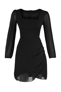 TRENDYOLMILLA Siyah A Kesim Kare Yaka Mini Astarl? Dokuma Elbise TWOAW23EL00936  фото 14