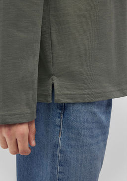 Yesil Uzun Kollu Basic Tisort - Mavi фото 6