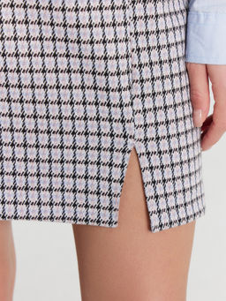 Юбка женская мини с разрезом в бордово-синюю лапку бордово -синяя лапка 152767 - Mark formelle фото 6