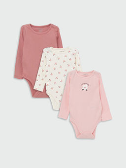 Bisiklet Yaka Uzun Kollu K?z Bebek ??t??tl? Body 3l?