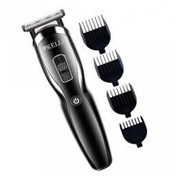 Набор для стрижки волос "Kelli" профессиональный, съемные насадки: насадка для стрижки волос, насадка для бритья, триммер для носа и ушей, насадка для тела, масленка, щеточка для чистки лезвий, время зарядки аккумулятора: 2 часа, продолжительность ра