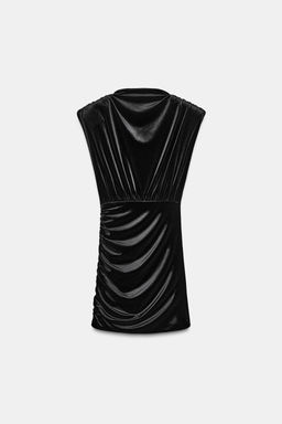 SHORT VELVET DRESS WITH SHOULDER PADS - Zara фото 8