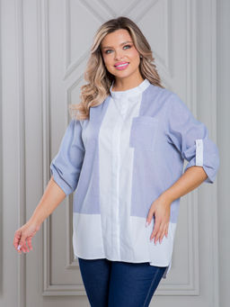 Блузка 1472 в стиле колорблок - Novita фото 3