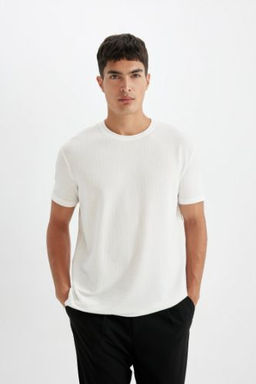 Regular Fit Bisiklet Yaka K?sa Kollu Krink?l Tisort