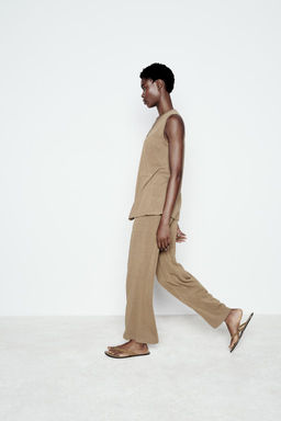 WIDE-LEG KNIT TROUSERS - Zara фото 6
